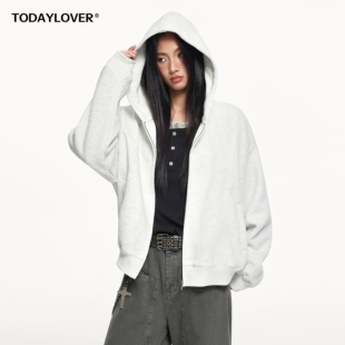 TODAYLOVER重磅连帽卫衣女冬季美式cleanfit休闲情侣短款长袖外套