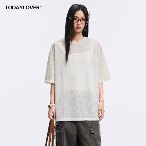 TODAYLOVER微透罩衫短袖T恤女夏