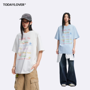 TODAYLOVER索罗娜圆领短袖T恤女夏季美式复古速干凉感半袖体恤潮