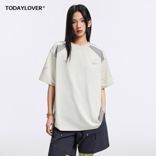 TODAYLOVER撞色拼接短袖T恤女