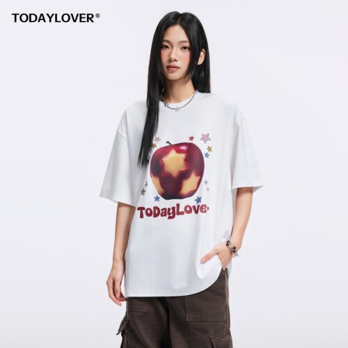 TODAYLOVER星星苹果印花圆领短袖