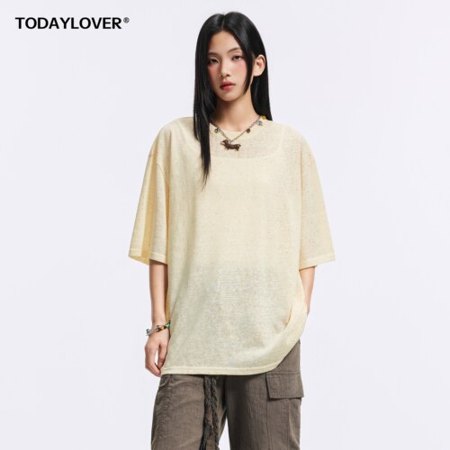 TODAYLOVER轻薄微透短袖罩衫女夏