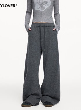 TODAYLOVER简约纯色休闲裤女冬季加绒cleanfit含绵羊毛保暖弯刀裤