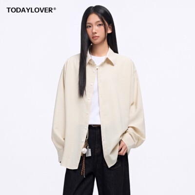 TODAYLOVER泡泡纱纹理衬衫