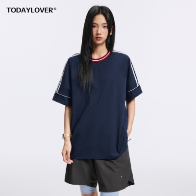 TODAYLOVER撞色条纹短袖T恤女