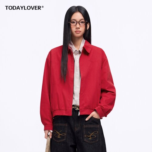 TODAYLOVER复古短款夹克外套女