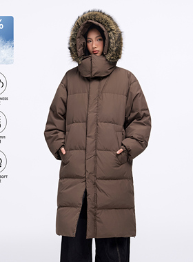 TODAYLOVER可拆卸连帽羽绒服女冬季美式复古中长款保暖情侣面包服