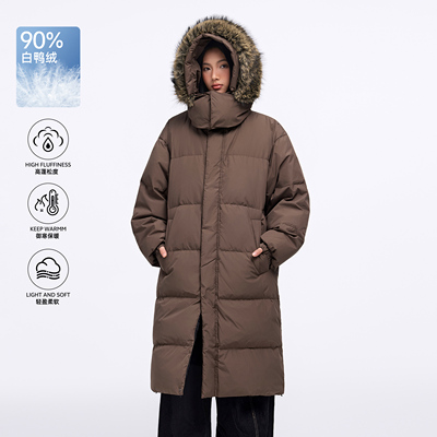 TODAYLOVER可拆卸连帽羽绒服女