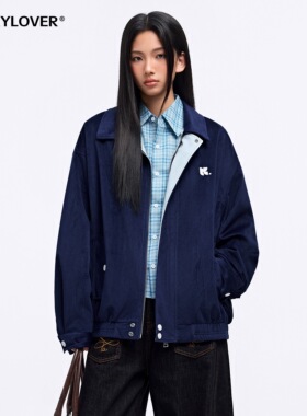 TODAYLOVER灯芯绒撞色翻领夹克女春季美式潮牌休闲情侣装开衫外套