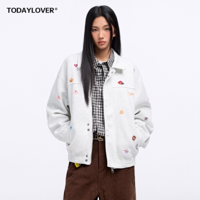TODAYLOVER翻领花卉刺绣夹克