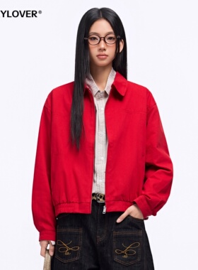 TODAYLOVER复古短款夹克女春季美式cleanfit休闲通勤纯棉翻领上衣
