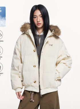 TODAYLOVER可拆卸毛领连帽羽绒服女冬季新款美式情侣保暖短款外套