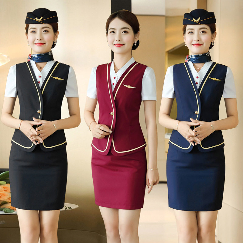 南航空姐制服职业套装女装马甲套裙艺考服装酒店前台导诊服