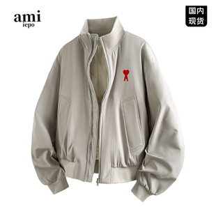 Ami iepo官方羽绒棒球服男女款冬季加厚美式复古短款立领鸭绒外套