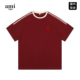 Ami 条纹设计感宽松纯棉T恤 美式 iepo官方酒红色短袖 男女情侣夏季