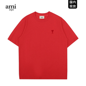 Ami 宽松休闲纯棉上衣t 2025新年款 iepo官方红色短袖 T恤男女情侣装