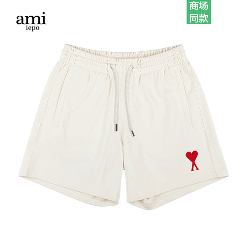 ami爱心刺绣休闲短裤男女同款