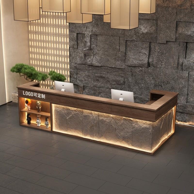 工业风养生馆收银台足浴店接待文化石餐厅酒吧酒店民宿前台收银吧