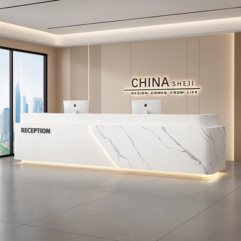 烤漆酒店会所大理石接待台收银台美容院吧台现代简约公司前台定制