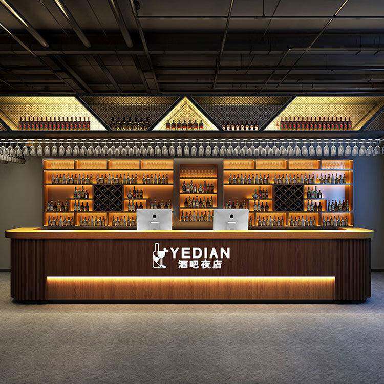复古收银台工业风酒吧吧台台球厅餐厅烧烤店公司前台接待台桌弧形