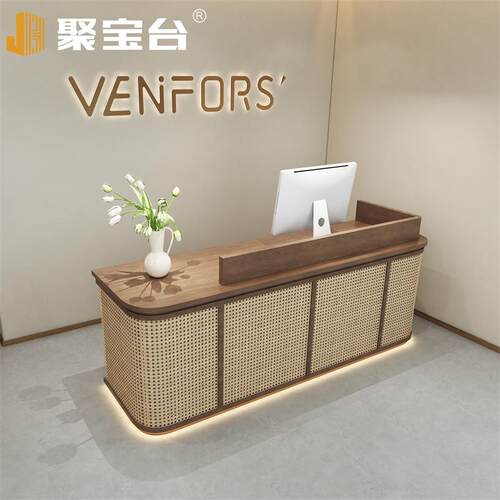 复古服装店吧台收银台中式日式日系柜台民宿饭店餐饮店藤编前台桌