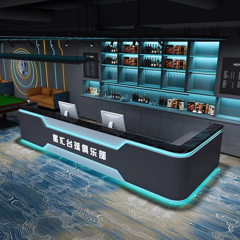 工业风台球厅吧台电竞网咖酒店收银台健身会所售楼地产前台接待台