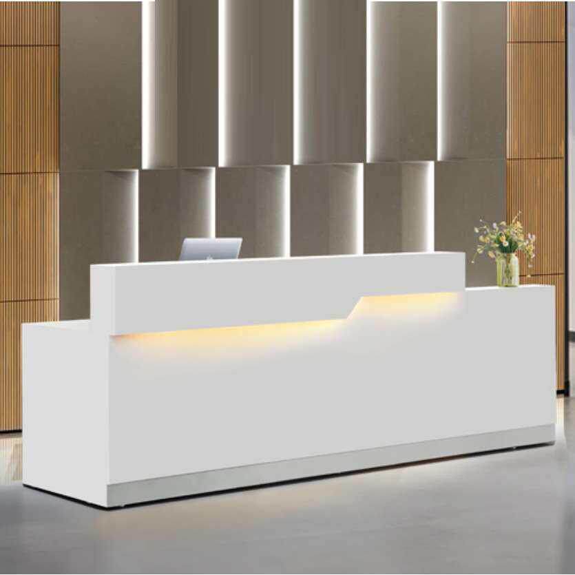 智丰家具厂简约时尚烤漆前台公司接待台办公吧台公司形象迎宾台