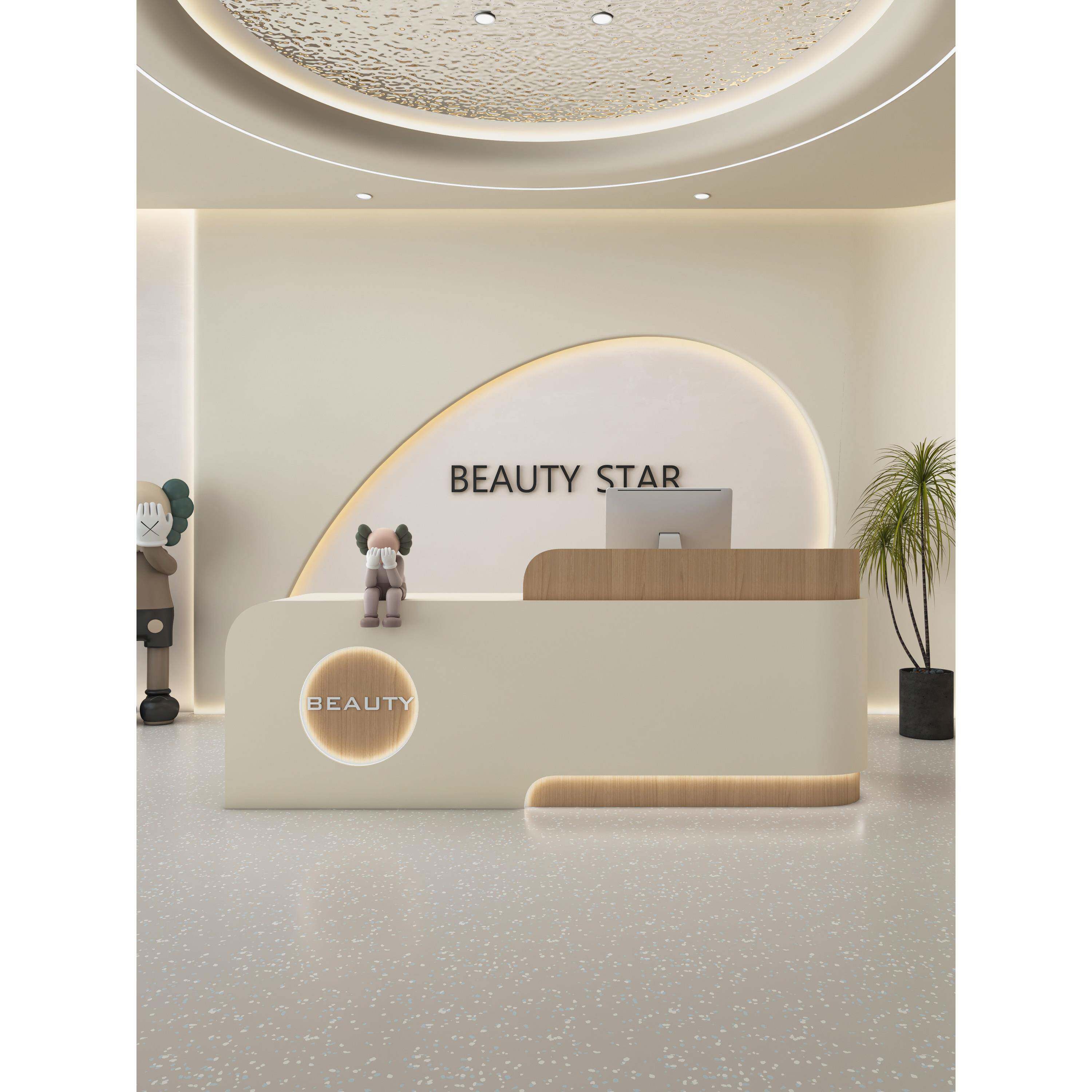 吧台收银台公司弧形前台接待台服装店美容院培训机构美发店轻奢