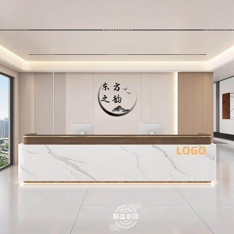 简约现代烤漆吧台售楼部会所收银台公司前台定制酒店大堂接待柜台