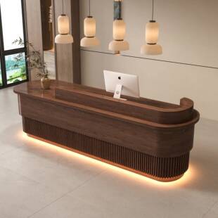 新中式吧台收银台覆古公司前台美容院接待台养生馆酒店中式吧台