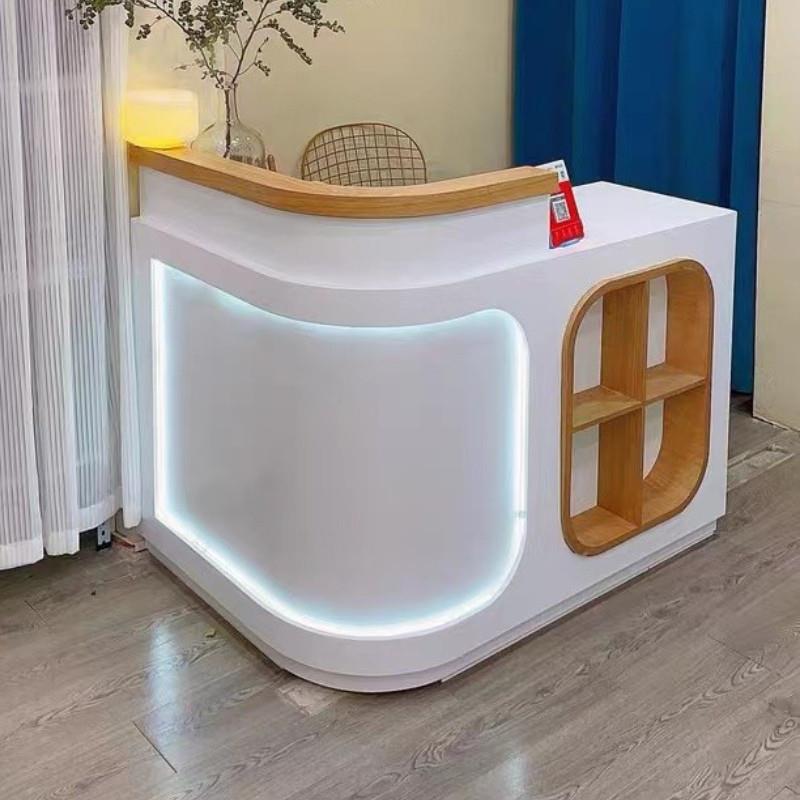 轻奢Ll型收银台药店餐厅服装美容院美发店铺小型烤漆前台接待吧台