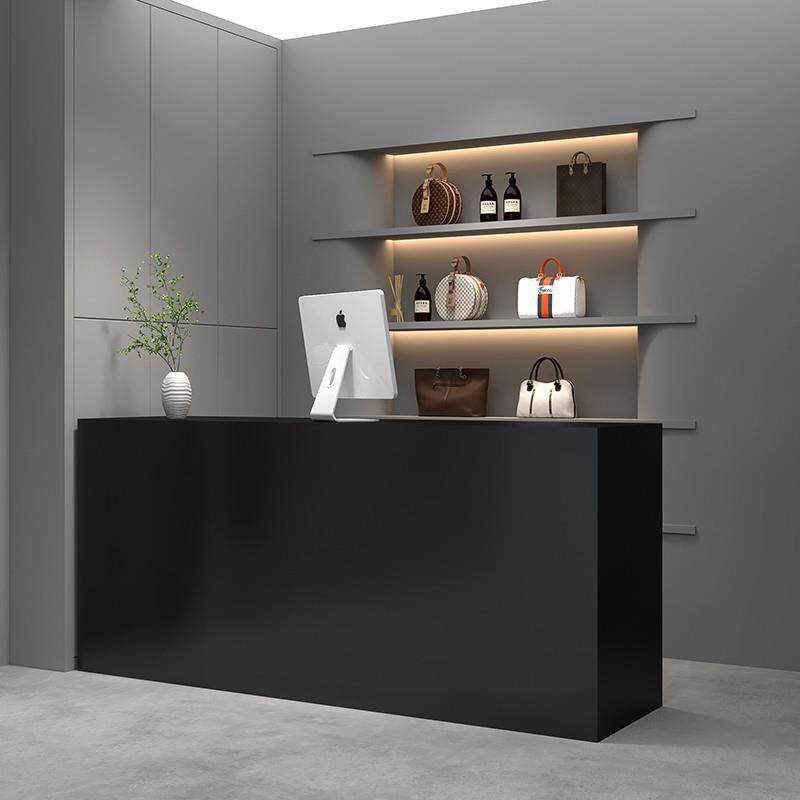 服装店吧台收银台展示柜一体店铺小型女装店黑色简约童装店柜台桌