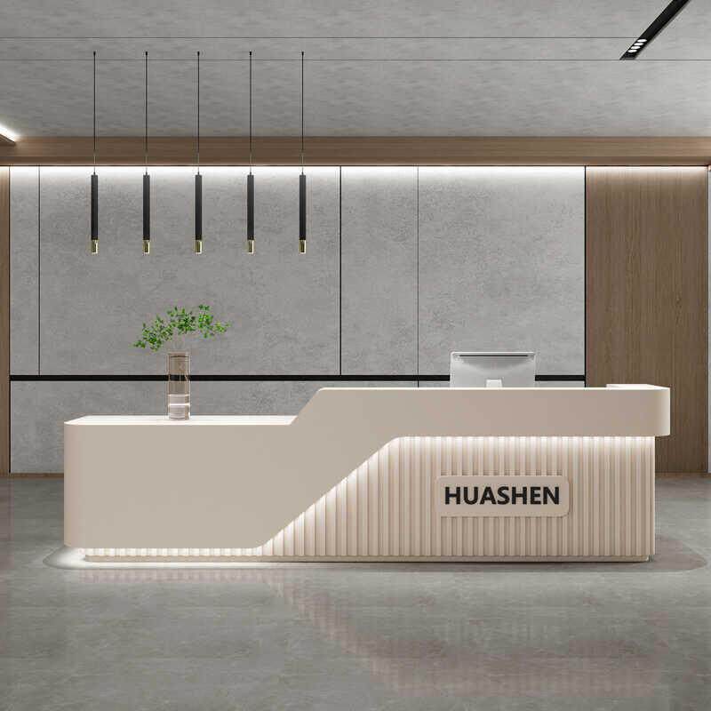 培训机构简约现代公司前台接待台酒店会所吧台桌美容院收银柜定制