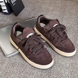十大名牌棕色板鞋男士潮鞋子2026新款复古小众百搭青少年潮流运动
