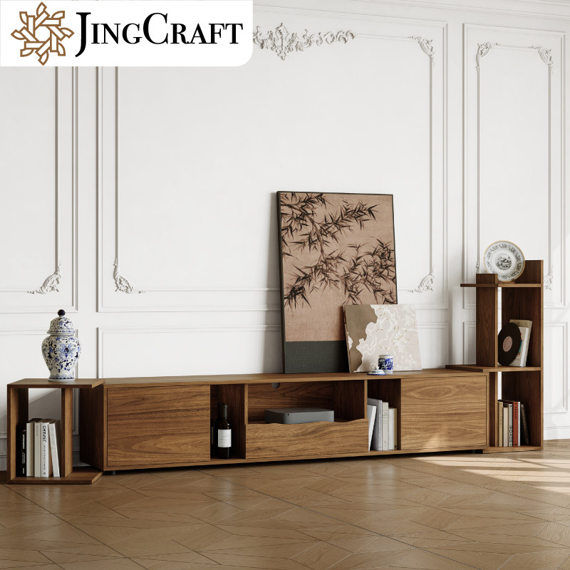 木截面电视柜 北欧客厅落地储物柜黑胡桃木电视柜简约实木储物柜,住宅家具,电视柜,淘宝优惠券,粉丝福利购,淘宝优惠卷