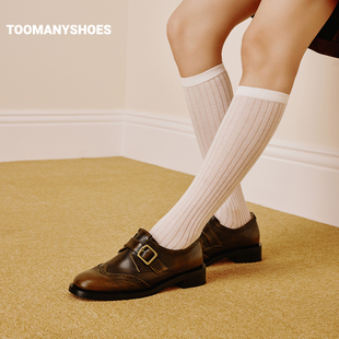 Toomanyshoes女鞋2024新款魔法课堂英伦风复古小皮鞋厚底布洛克鞋