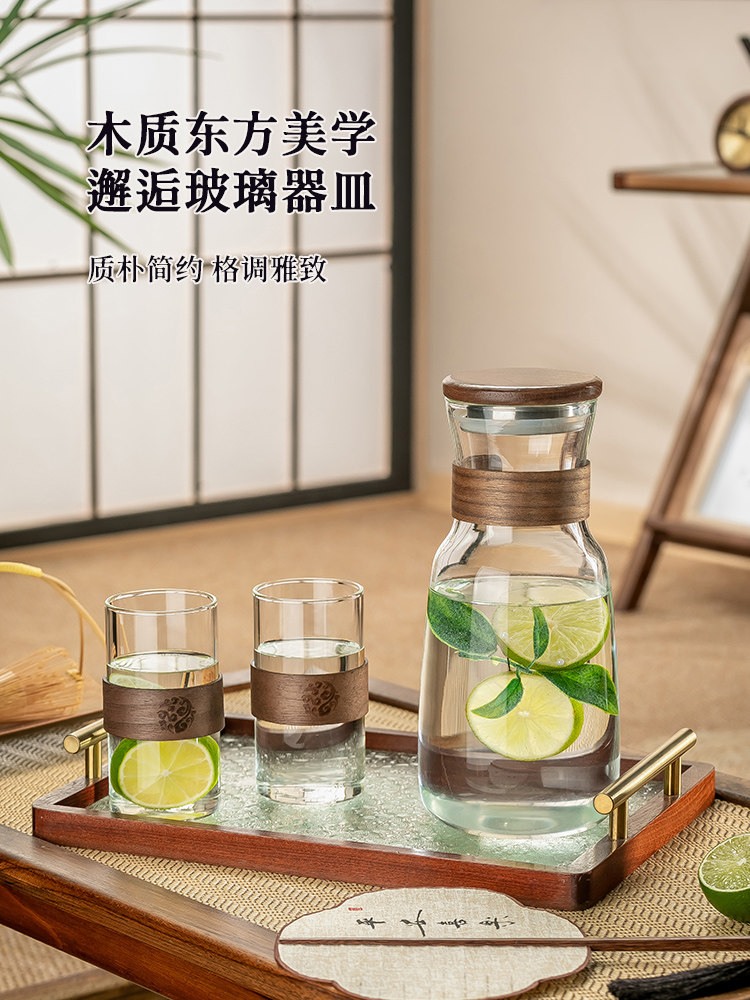 中式冷水壶玻璃耐高温家用高颜值凉水壶晾白开水杯套装果汁壶扎壶
