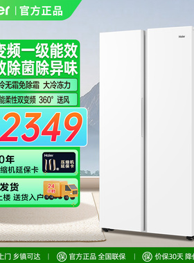 海尔620L双对开门大容量冰箱家用两门风冷无霜一级能效净味白色