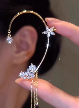 耳骨夹月溅星河耳夹无耳洞女耳挂耳环轻奢高级感小众方圆脸耳饰