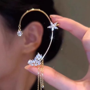 耳骨夹月溅星河耳夹无耳洞女耳挂耳环轻奢高级感小众方圆脸耳饰