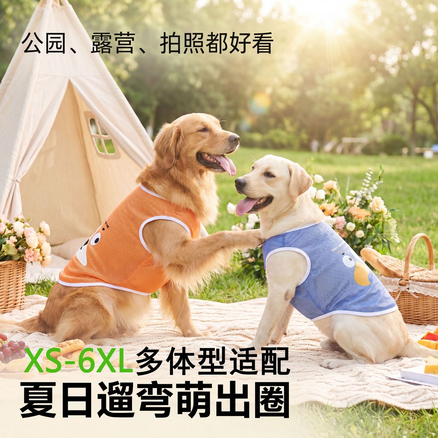 透气网格大码6XL可穿100斤猫狗宽松夏装可爱卡通不勒肚不闷热