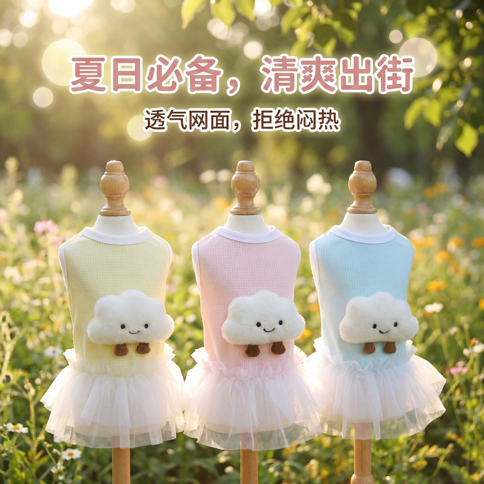 宠物夏装猫咪狗狗衣服薄款小型犬凉感公主裙透气凉凉衣蓬蓬纱裙
