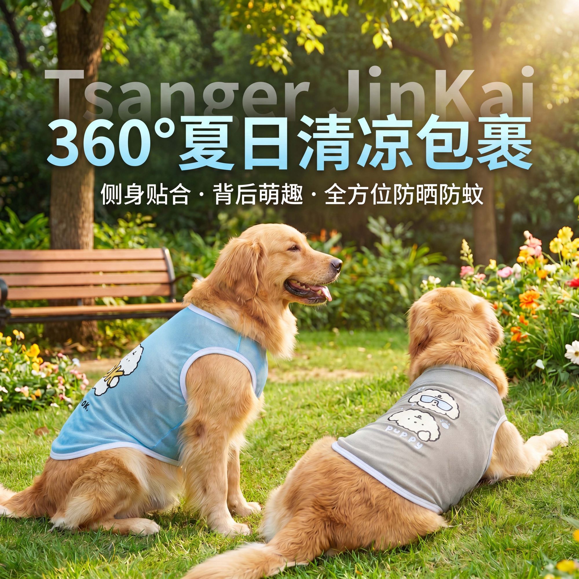 宠物衣服原创清新可爱时尚夏季薄款猫狗衣服透气网格线条小狗