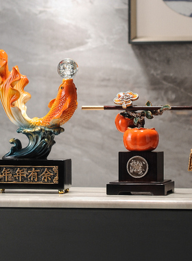 鱼客厅玄关树脂好寓意新中式