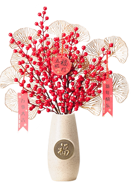 新中式招财鹿福字瓷器玄关