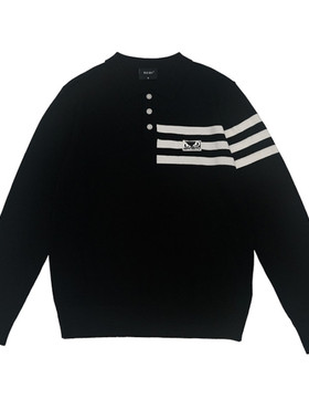 【辰大嗓严选079】BAD BOY长袖刺绣小标翻领毛衫BYW25079