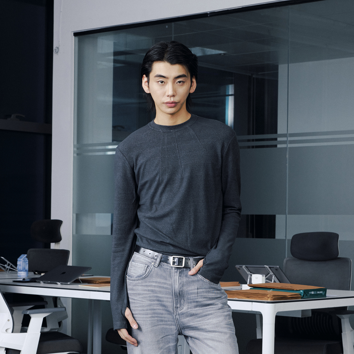 OaOO收省打底长袖T恤弹力亲肤通勤内搭休闲百搭cleanfit上衣男女