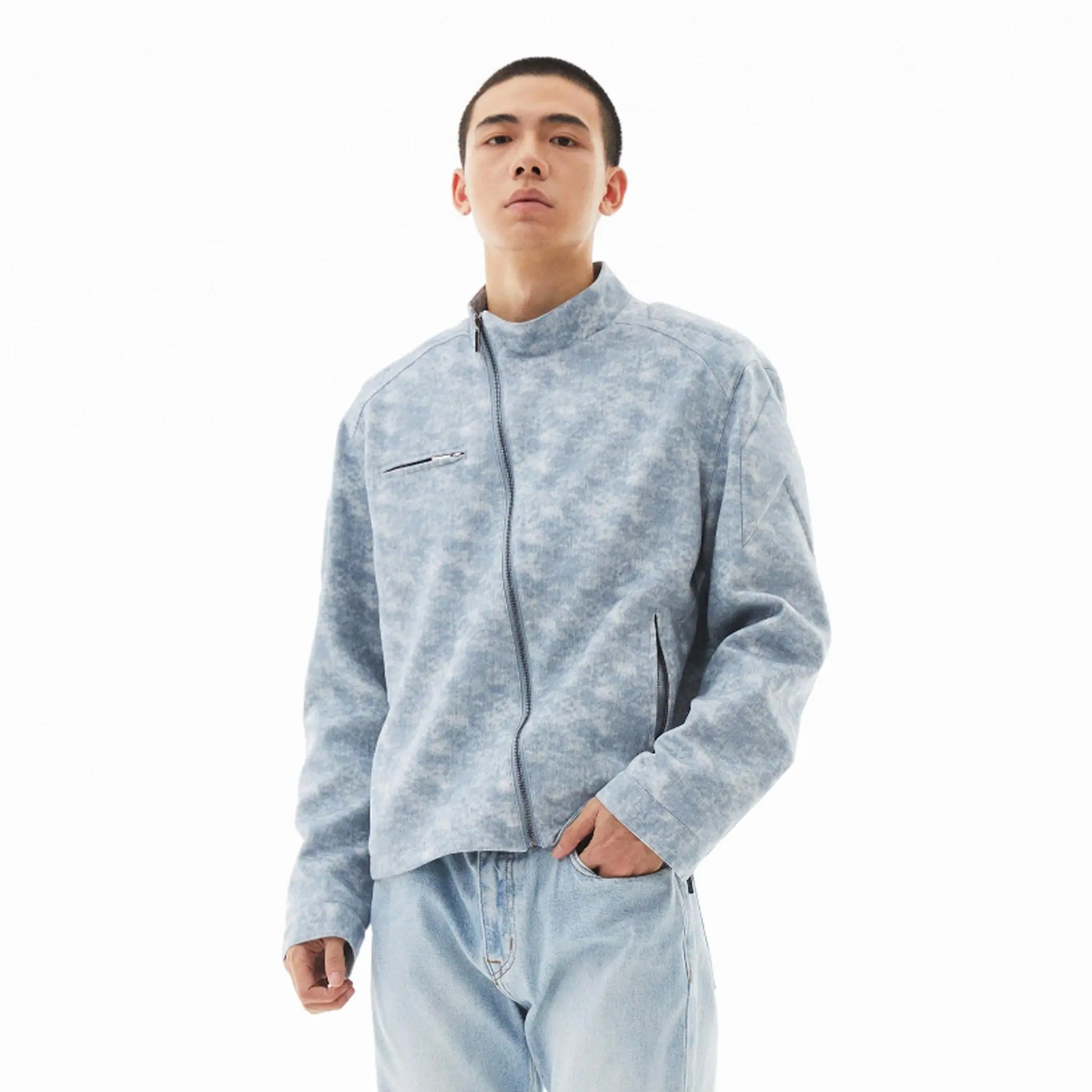 AsI'm “伪装者”立体钢印斜拉链显壮短宽夹克外套秋季美式潮牌