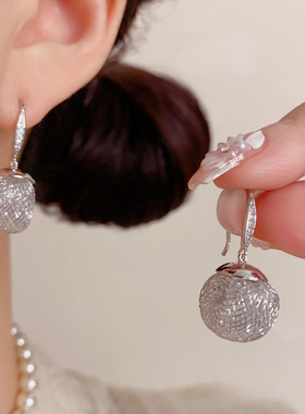 欧美跨境个性时尚复古金属网格圆形耳坠气质简约独特设计感耳钩女