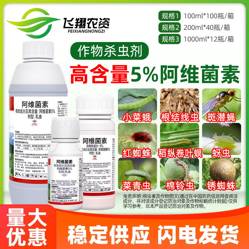 5%阿维菌素茵素蔬菜甘蓝小菜蛾根结线虫强渗透乐壮丰农药杀虫剂